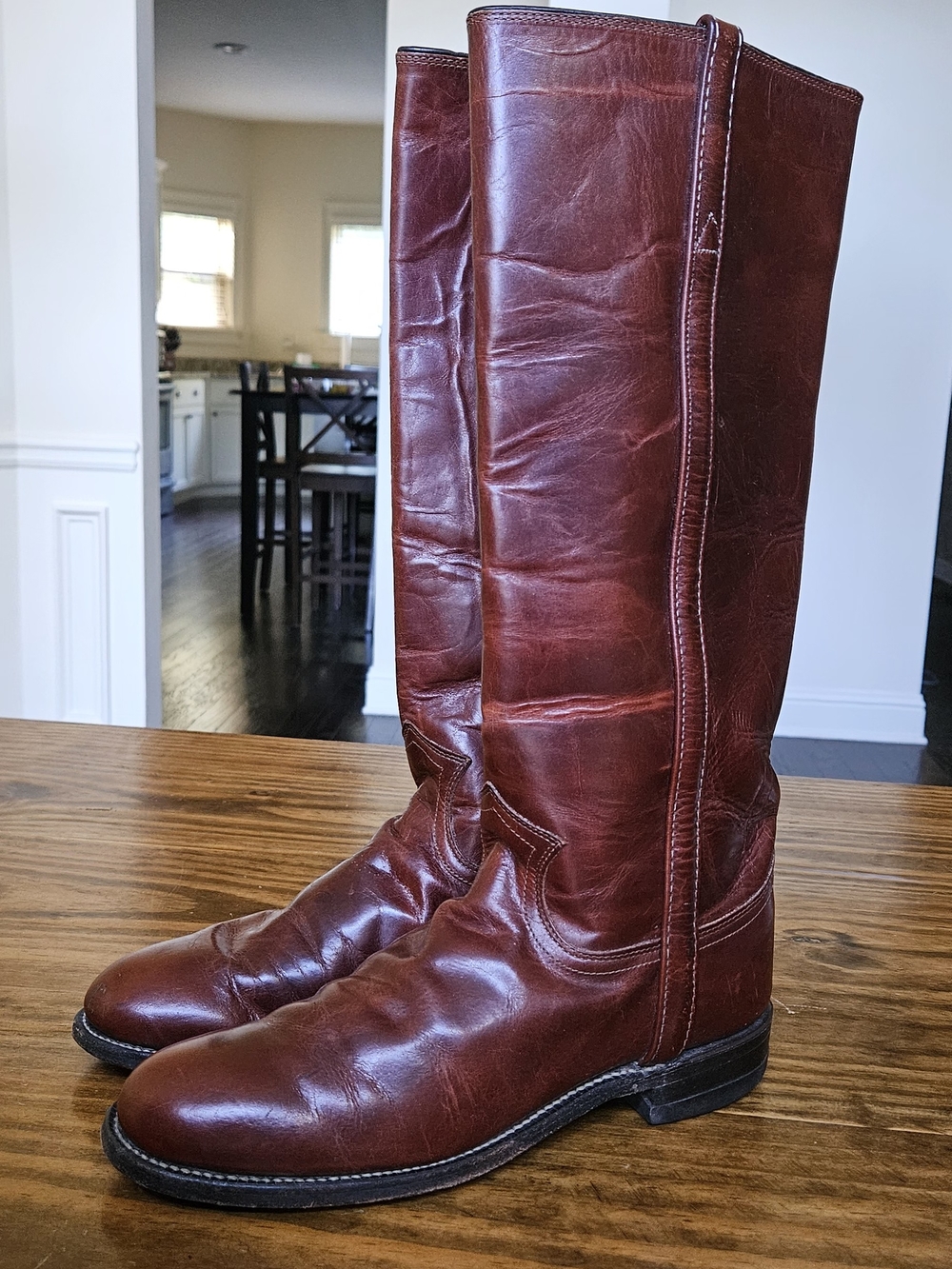 Vintage Justin Boots Tall Leather Riding Boots - Roper